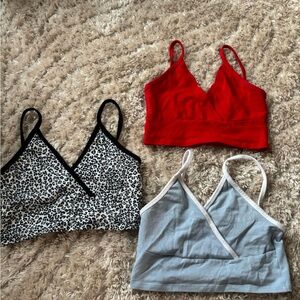 Set of Four Bralette Tops - Red, Brown, Leopard, and Light Blue